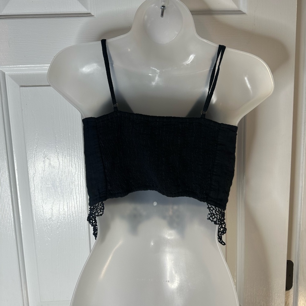 Free People FP One Geo Lace Bralette Black Medium Boho Lace Trim - Picture 4 of 7
